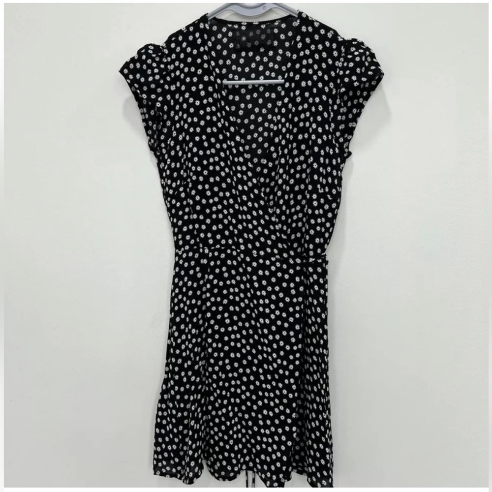 Reformation Floral Wrap Dress Black Women’s Size M